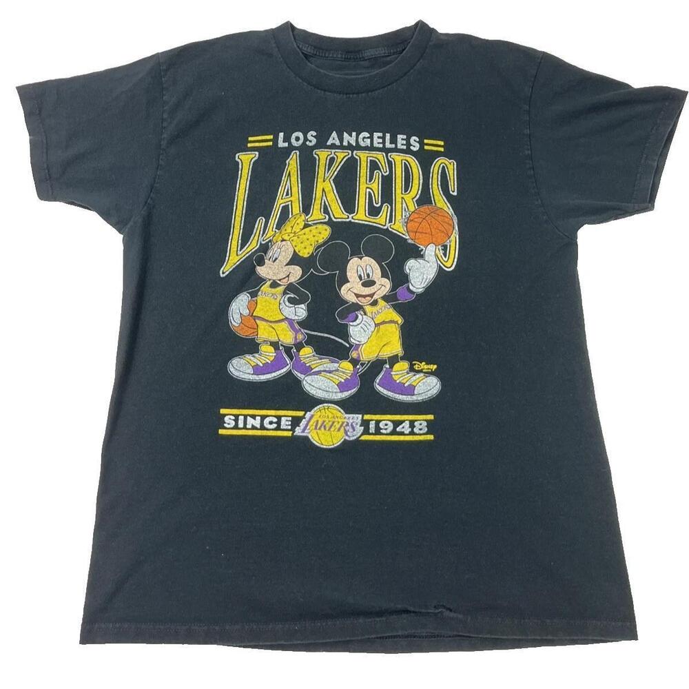 Los Angeles Lakers Shirt Large Black Junkfood Disney Minnie Mickey Mouse Nba La